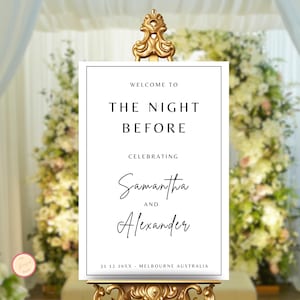 The Night Before Sign, Minimalist Wedding Rehearsal Dinner Sign, Welcome Sign for Rehearsal Dinner, Editable Welcome Signage