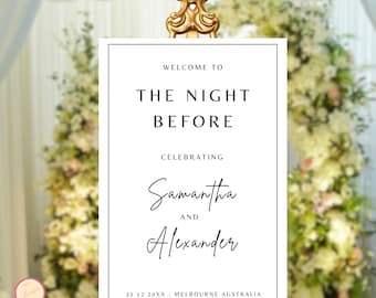 The Night Before Sign, Minimalist Wedding Rehearsal Dinner Sign, Welcome Sign for Rehearsal Dinner, Editable Welcome Signage