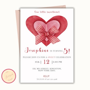Editable Valentine&#39;s Birthday Party Invitation - Party Hearty Birthday Invitation Template - Red And Pink Valentine&#39;s Birthday Party - LN08