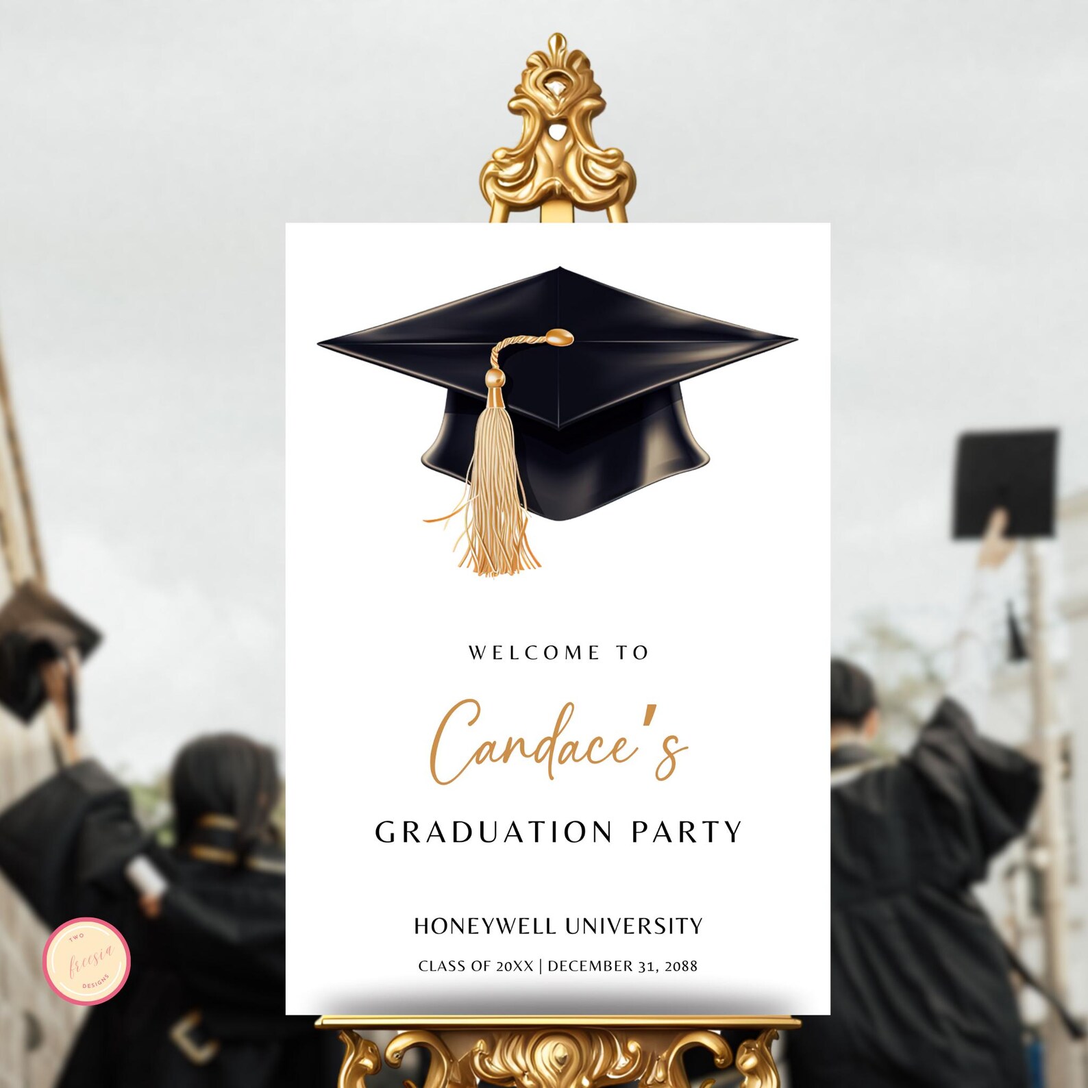 Graduation Hat Sign Graduation Hat Party Welcome Sign Template, Grad Party Celebration ...
