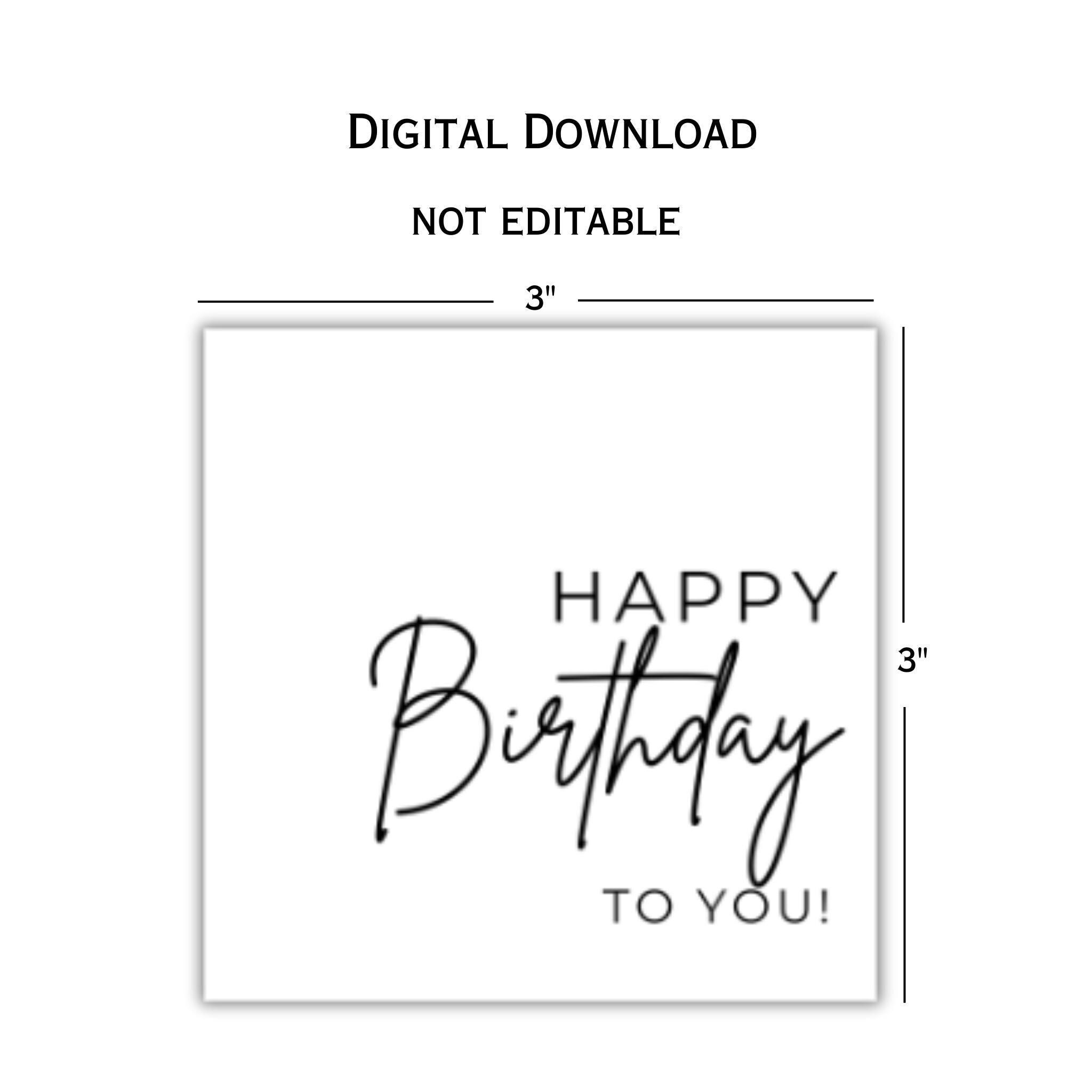 Printable Happy Birthday to You Gift Tag - Cookie Square 3x3 Tag