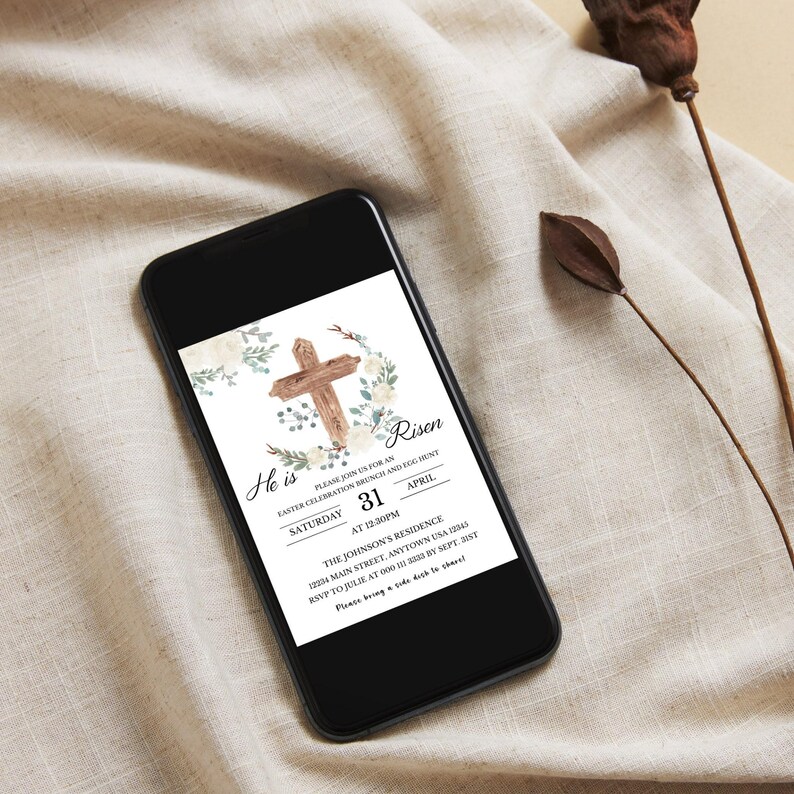 He Is Risen Easter Invitation Template - Church Invite (Digital Download) image 5