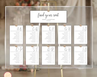 5x7 Alphabetical Seating Chart Template, Elegant Seating Plan, Wedding Seating Arrangement Template, Seating Chart, Alphabetical Seating
