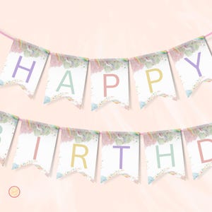 Editable Birthday Banner, Unicorn Birthday Party Decoration, Rainbow First Birthday Decor, Girls 1st, 4th Birthday Garland, RBP567