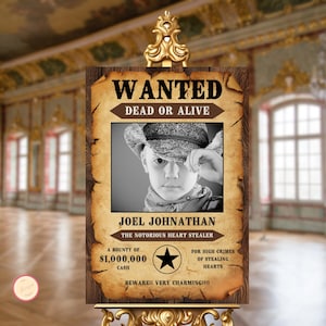 Bearbeitbare Steckbrief-Vorlage, Steckbrief-Willkommensparty-Schild, Wild-West-Party, Cowboy-Party, Outlaw-Gesucht-Schild, Benutzerdefinierte Westernparty