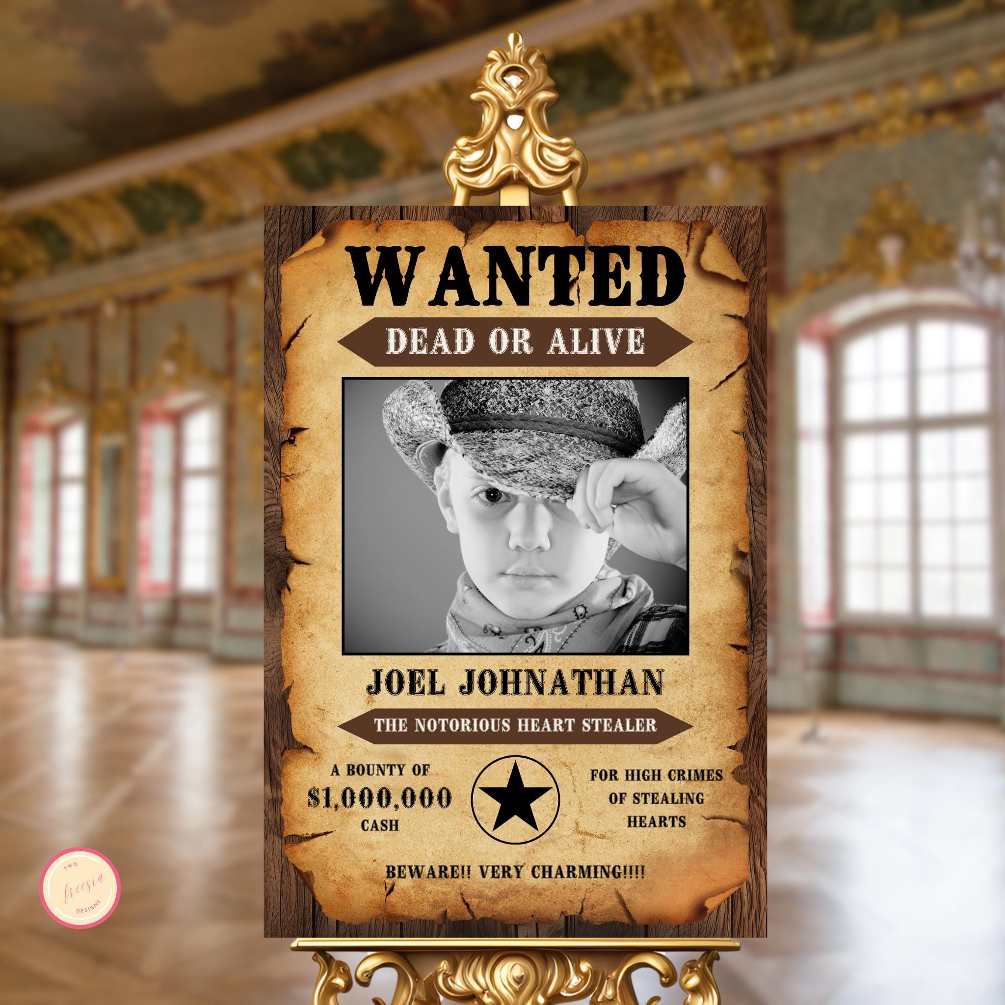 Editable Wanted Poster Template, Wild West Cowboy Party Sign