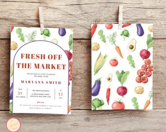 Fresh Off The Market Bridal Shower Invite, She's Off The Market Bridal Shower Invitation Template, Farmers Market Bridal Shower Invitation