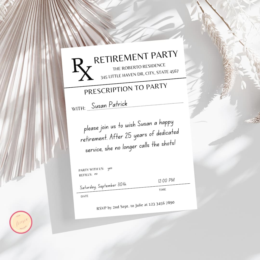 Medical/nurse/doctor/pharmacist Retirement Party Invitation Template ...