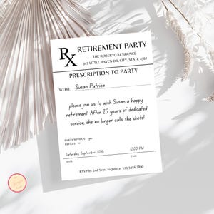 Arzt / Krankenschwester / Arzt / Apotheker Ruhestand Party Einladung Vorlage für Männer Frauen, bearbeitbar und druckbar einladen, Doktor Going Away Farewell