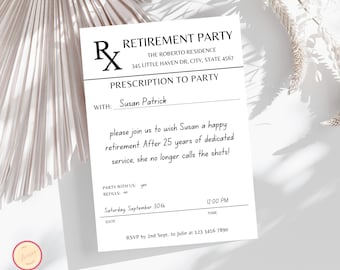 Arzt / Krankenschwester / Arzt / Apotheker Ruhestand Party Einladung Vorlage für Männer Frauen, bearbeitbar und druckbar einladen, Doktor Going Away Farewell