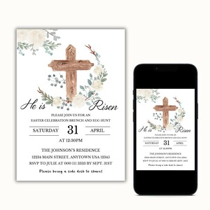 He Is Risen Easter Invitation Template - Church Invite (Digital Download) image 6