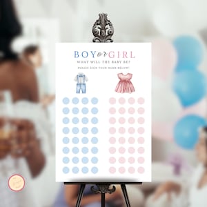 Gender Reveal Voting Sign, Guess The Gender Template, He Or She Game, Boy Or Girl, Pink, Blue Baby Clothes, Minimalist Brunch Party
