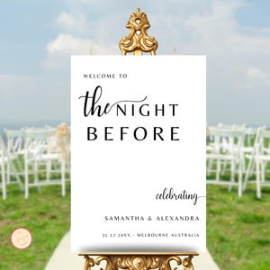 The Night Before Sign, Wedding Rehearsal Dinner Sign, Welcome Sign for Rehearsal Dinner, Editable  Welcome Signage