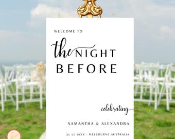 The Night Before Sign, Wedding Rehearsal Dinner Sign, Welcome Sign for Rehearsal Dinner, Editable  Welcome Signage