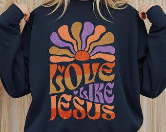 Love Like Jesus PNG | Retro Christian Design for Fall Sublimation Shirt