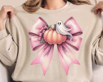 Pink Ghost Bow PNG | Halloween Coquette, Spooky Season Design (Digital Download)