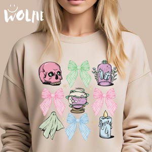 Retro Halloween png, roze halloween-coquette strikken png, girly halloween zacht meisje tijdperk png-ontwerp, spookachtig seizoen, trendy schattig, sublimatie dtf