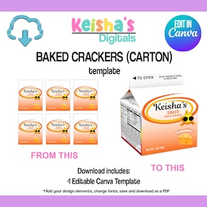 Baked Fish Cracker label Canva Template, Crackers Party Favor Template, DIY Party, Blank Party Template, Editable Template, Printable
