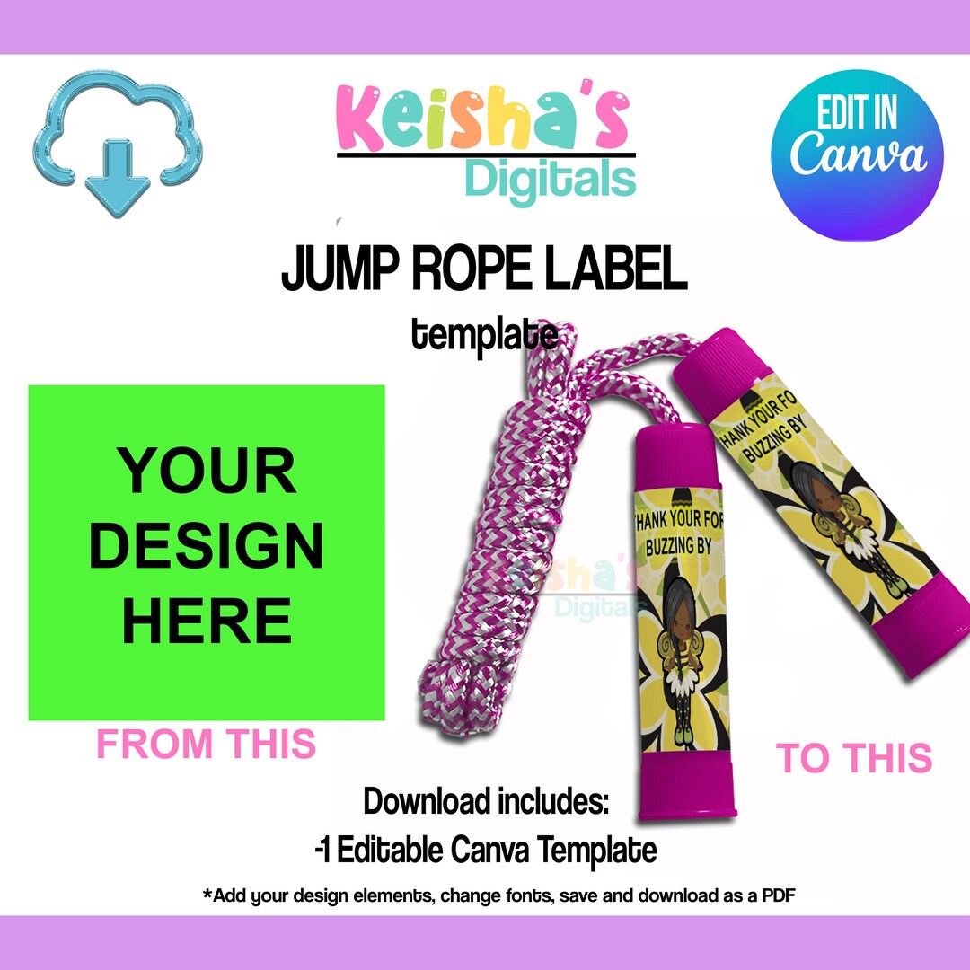 Jump Rope With Label Jump Rope Label Canva Template, DIY Party Favor (PDF) - Etsy