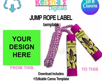 Jump Rope Label Canva Template, DIY Party Favor (PDF)