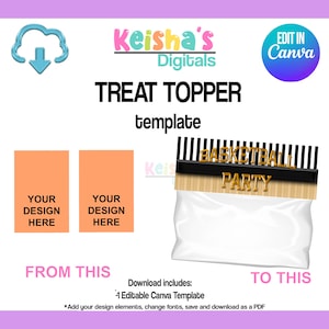 Treat Bag Topper Canva Template, Party Favor Template, DIY Party, Blank Party Template, Editable Template , Printable Party