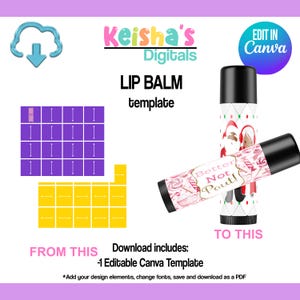 Lip Balm Label Canva Template, Party Favor Template, DIY Party, Blank Party Template, Editable Template , Printable Party