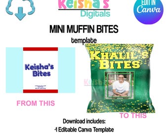 Mini Muffin Bites Canva Template, DIY Party Favor (PDF)
