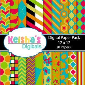 Papel digital com tema de doces para uso comercial, listras, pontos, leopardos, divisas, amarelos, verdes, azuis, vermelhos, download instantâneo