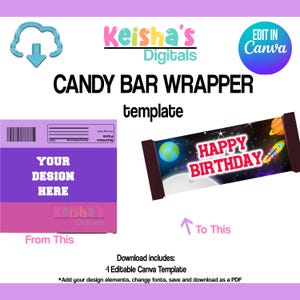 Candy Bar Canva Template, Party Favor Template, DIY Party, Blank Party Template, Editable Template , Printable Party