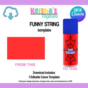 Funny String Label Canva Template, Party Favor Template, DIY Party, Blank Party Template, Editable Template , Printable Party