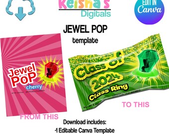 Jewel Ring Candy Canva Template, DIY Party Favor (PDF)
