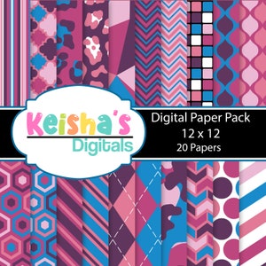Papel digital temático de asas de borboleta para uso comercial, listras, pontos, leopardos, divisas, roxos, rosas, azuis, download instantâneo