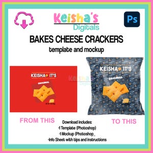 Baked Cheese Crackers Party Favor Template, Swag Bag DIY Party, PSD Files, PSD Mockups, Instant Download, Party Planner