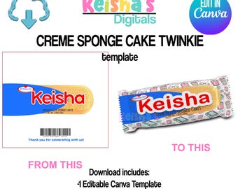 Creme Sponge Cake Canva Template, DIY Party Favor (PDF)