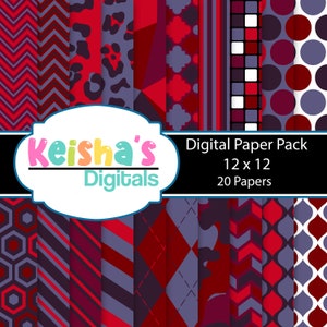 Papel digital com tema de frutas vermelhas para uso comercial, listras, pontos, leopardos, divisas, vermelho, roxo, lavanda, download instantâneo