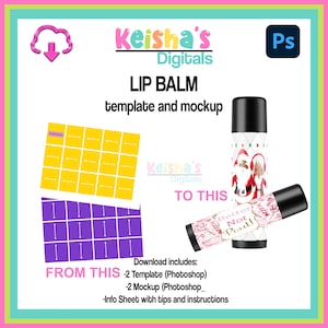 Lip Balm Label Blank Template, Lip Gloss Treat Bag Label Template, DIY Party, PSD Files, PSD Mockups, Party Favors, Party Planner