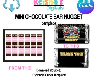 Mini Chocolate Bar Label Canva Template, Party Favor Template, DIY Party, Blank Party Template, Editable Template , Printable Party