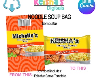Etichetta per sacchetti di pasta Modello Canva, Modello per bomboniere, Festa fai da te, Modello per festa vuoto, Modello modificabile, Festa stampabile