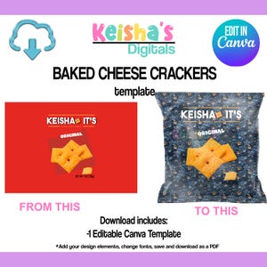 Baked Cheese Crackers Canva Template, Party Favor Template, DIY Party, Blank Party Template, Editable Template , Printable Party