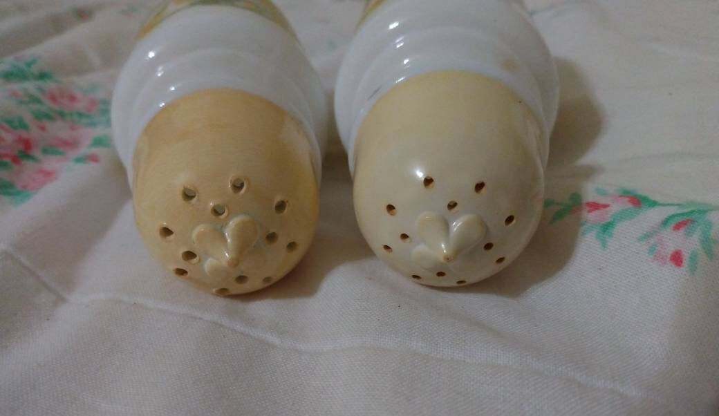 Vintage Avon Salt and Pepper Shaker Yellow Flowers and Yellow Lid