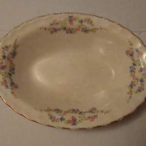 Vintage Pope Gosser Oval Floral pattern Made in USA Soup / Cereal Bowl #40 Sterling Blue Belle China Oval Serving Bowl~USA