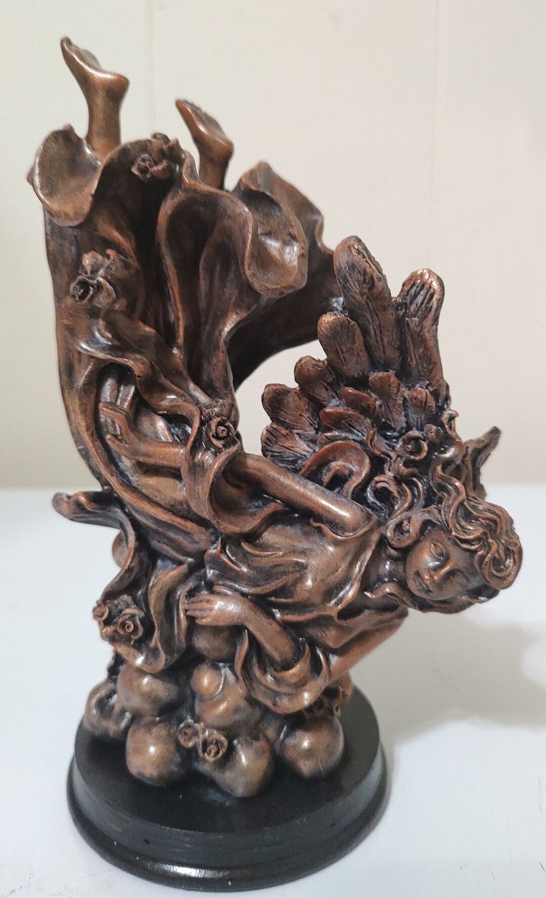 A Hand Painted Bronze Figurine Angel in Flight Industrial Religious ...