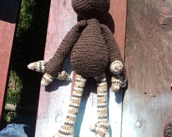 Crocheted alien chicken feet amigurumi brown and white unique plush child friendly play thing