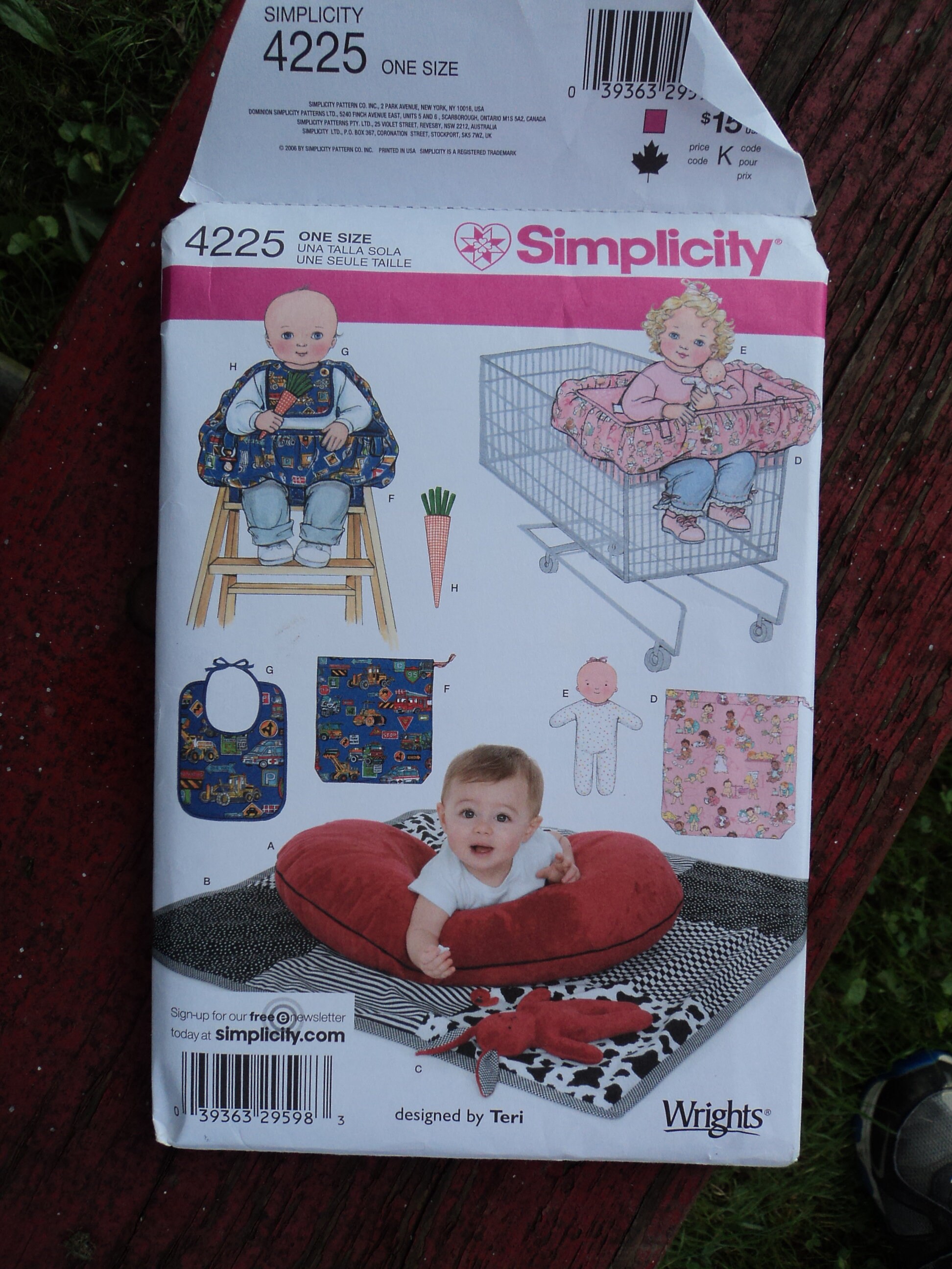 Simplicity Sewing Pattern Baby Accessories Bibs High Chair Cover Bunny ...