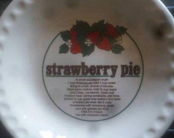 Vintage delicious desserts strawberry pie recipe 10 inch ceramic plate Southern desserts Sunday dinner Stoneware strawberry themed kitchens