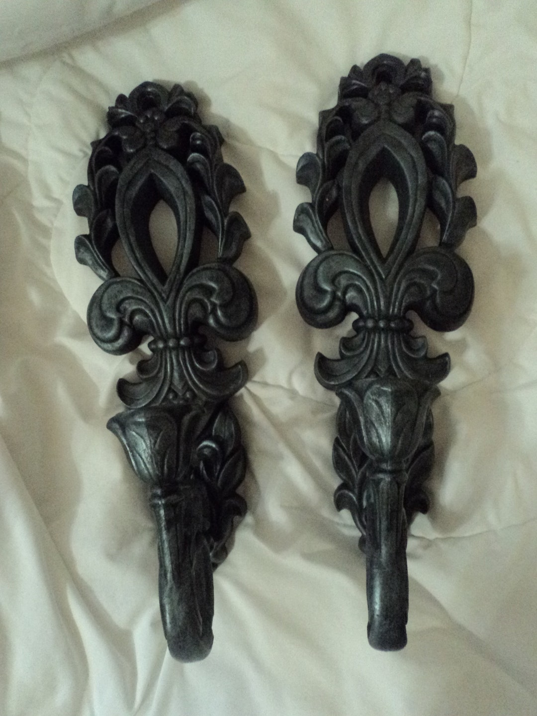 A Pair of Vintage Home Interior Wall Hanging Sconces Hand Painted ...