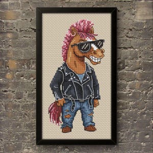Horse Cross Stitch Pattern, Rock Star Horse Embroidery, Symbol of the year 2026 (PDF)