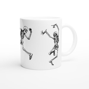 Gruselige und lustige Halloween-Keramiktasse - Geister- / Skeletttanz-Design, perfekt für Halloween-Kaffee oder heiße Getränke, 11 Unzen Tasse
