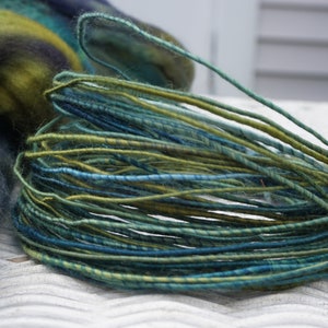 Wool fiber wire deep green and deep blue merino wool image 5