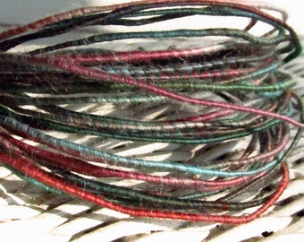 Beautiful wool wire in deep shades of dark teal and burgundy.  Wool spun craft wire